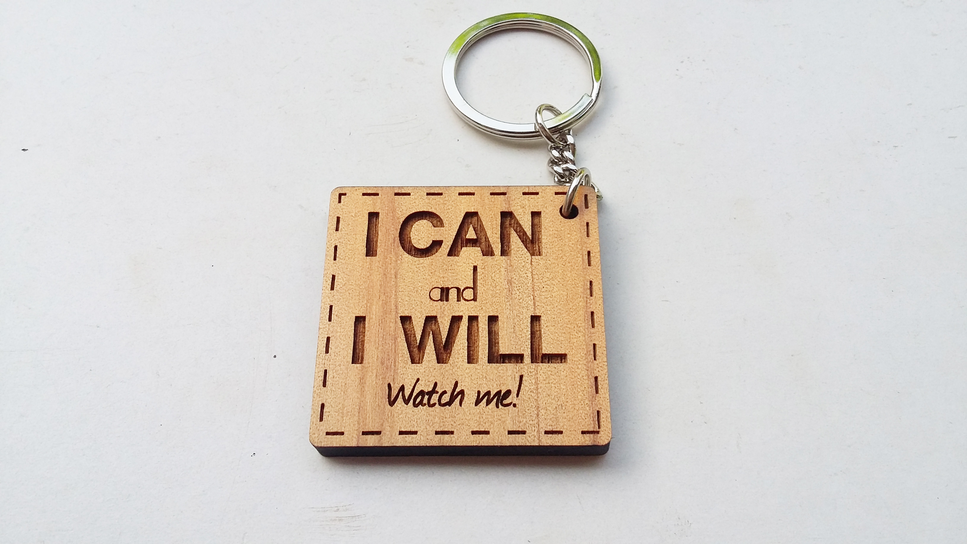 พวงกุญแจไม้ พวงกุญแจข้อความดีดี