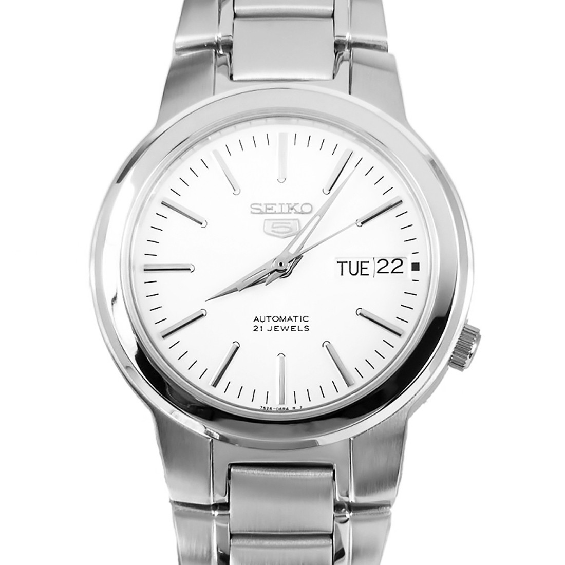 Seiko Men's SNKA01K1 Seiko 5 Automatic White Dial Stainless Steel Watch