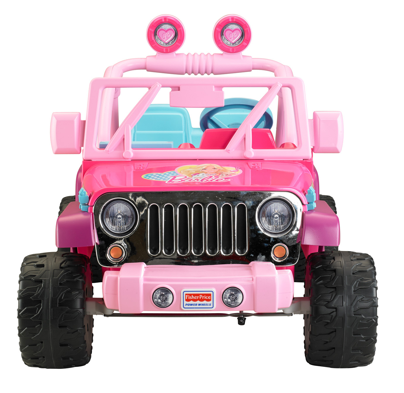 รถจี๊ปบาร์บี้พลังแรงสูงแบบ 2 ที่นั่งสำหรับลูกสาว Fisher-Price รุ่น Power Wheels Barbie Jammin' Jeep Wrangler 12-Volt Battery Powered Ride-On (Pink)
