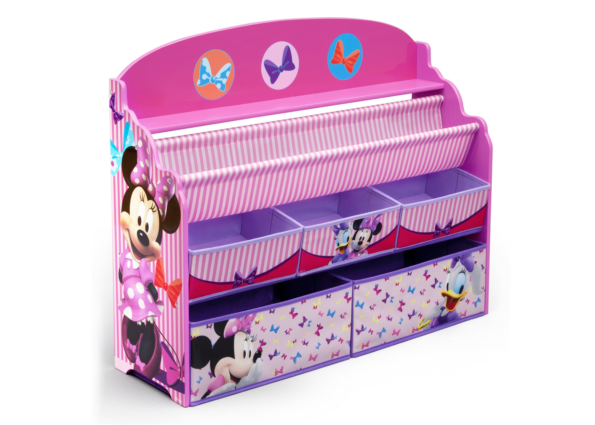 ชั้นวางหนังสือพร้อมกล่องเก็บของเล่นสำหรับลูกน้อย Delta Children Deluxe Book & Toy Organizer (Disney Minnie Mouse)