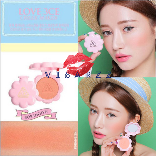 Clearance Exp06/20 (# Orangish) 3CE Love 3CE Cheek Maker 3.8g บลัชออนใหม่ล่าสุด สีสันสดใส ปัดแก้มแล้วมุ้งมิ้งดูดีมีออร่า และตลับลายเปลือกหอยน่ารักสุดๆ