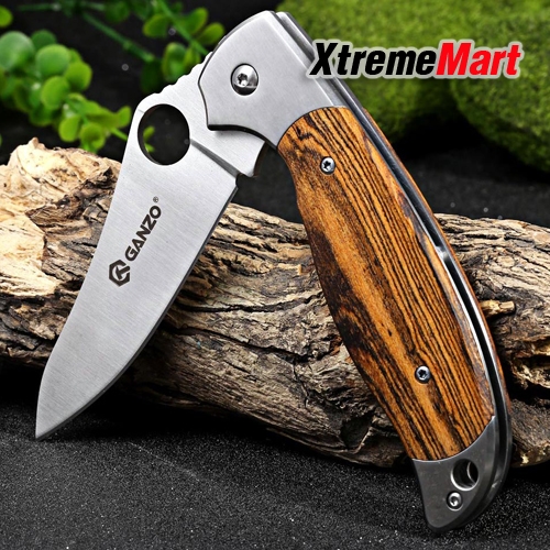 มีดพับ GANZO G7371-WD1 Stainless Steel Folding Knife (ด้ามไม้)