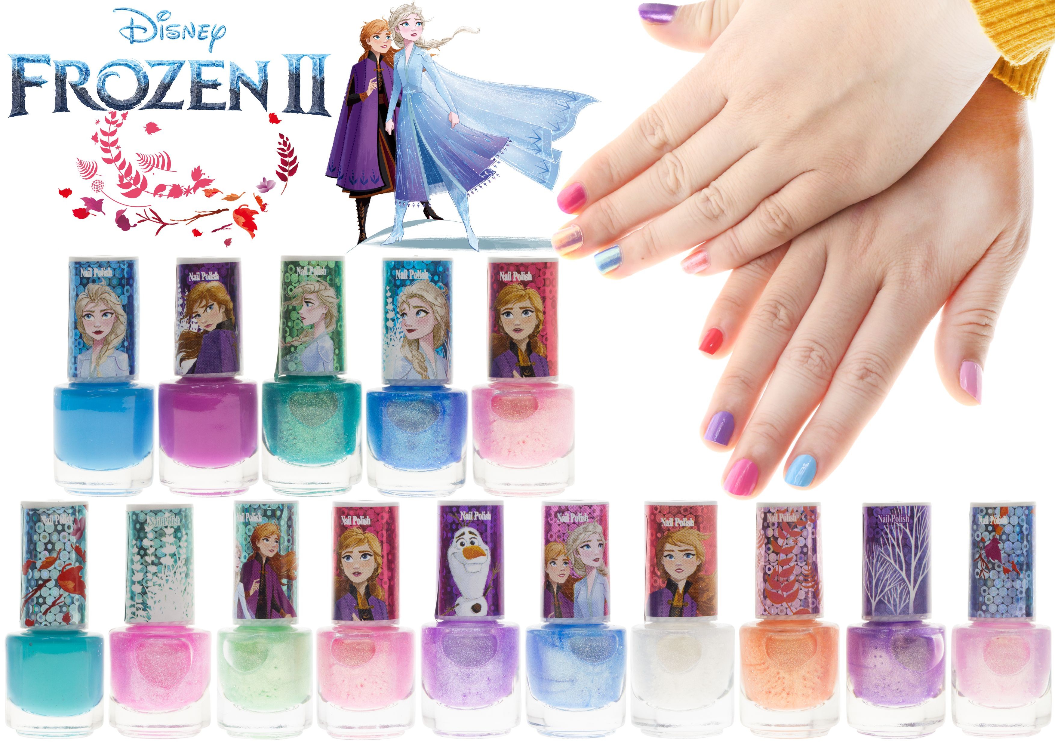 ชุดสีทาเล็บปลอดสารพิษสำหรับเด็ก TownleyGirl Disney Frozen2 Sparkle 18-Piece Nail Set