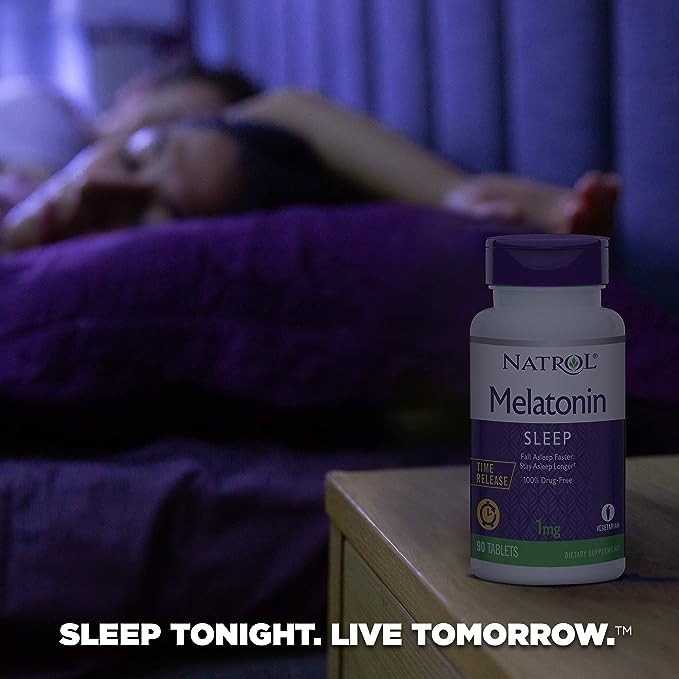 วิตามินเสริมการนอนหลับสำหรับผู้ใหญ่ NATROL Sleep Melatonin 1mg - Time Release (90 Tablets)