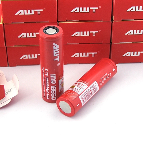 แบตเตอรี่ AWT ก้อนแดง New version (ของแท้ 100%) Red IMR 18650 40A / 3000mAh Flat Top Battery (ก้อนละ)