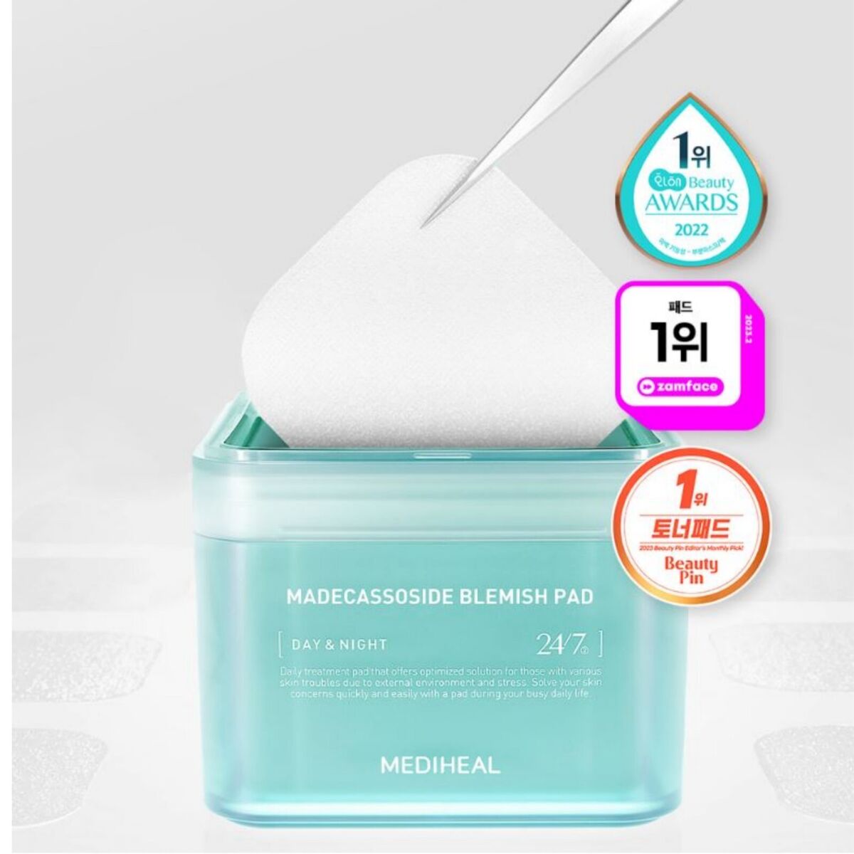 (ฉลากไทย ฟ้า) Mediheal Madecassoside Blemish Pad 170mL 100 แผ่น เมดิฮีลโทนเนอร์แพด เคลียร์รอยสิว ลดผิวอักเสบ จากเมดิฮีล