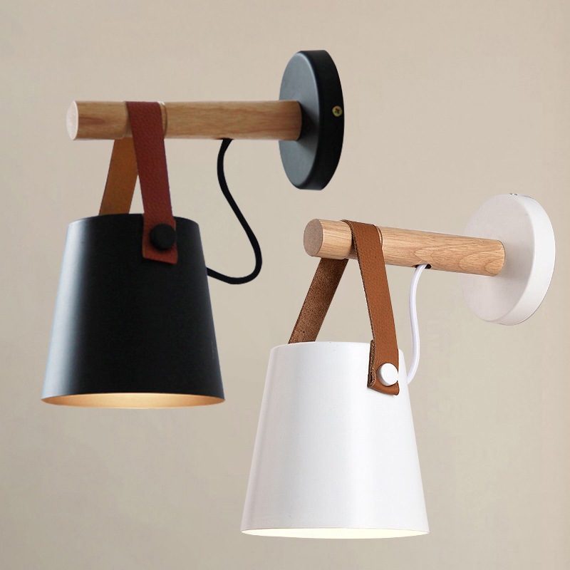 โคมไฟติดผนัง Wood art มีสายคล้องผ้าสไตล์โมเดิร์นมินิมอล [7332]