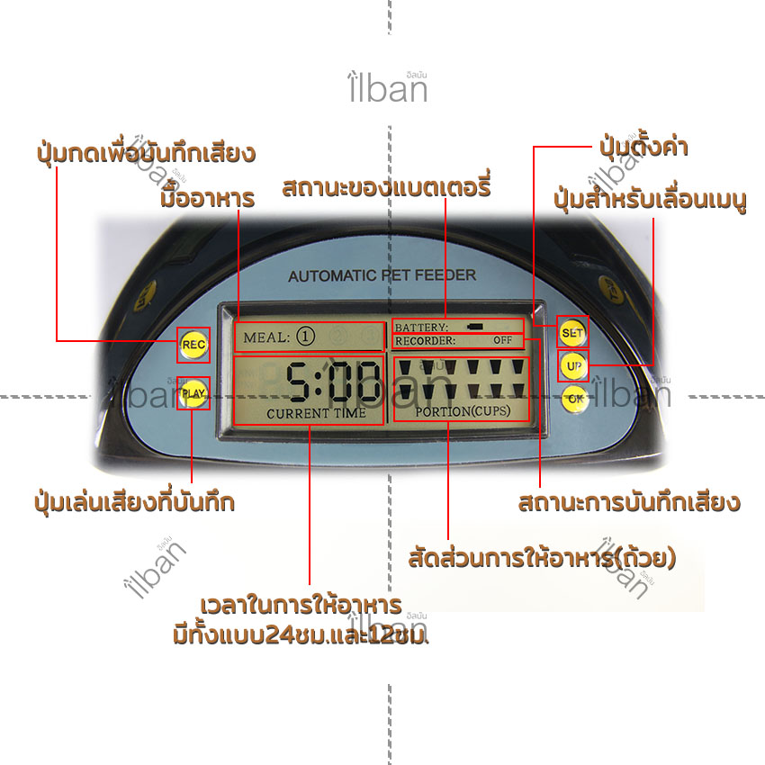 Elit ที่ให้อาหารสุนัข แมว แบบอัตโนมัติ ตั้งเวลาได้ ขนาดบรรจุ 5.5 ลิตร Digital Pet feeder