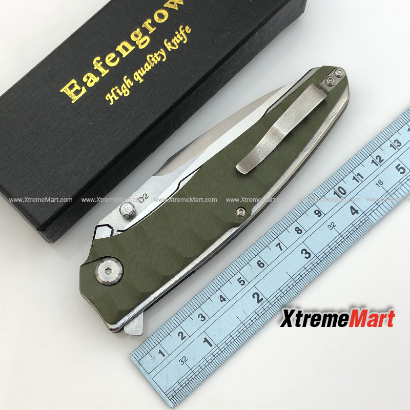 มีดพับ Eafengrow EF913 ด้ามเขียว ใบ Tanto D2 Blade ด้าม G10 Handle Folding knife Survival Camping tool tactical knife (เล่มละ)