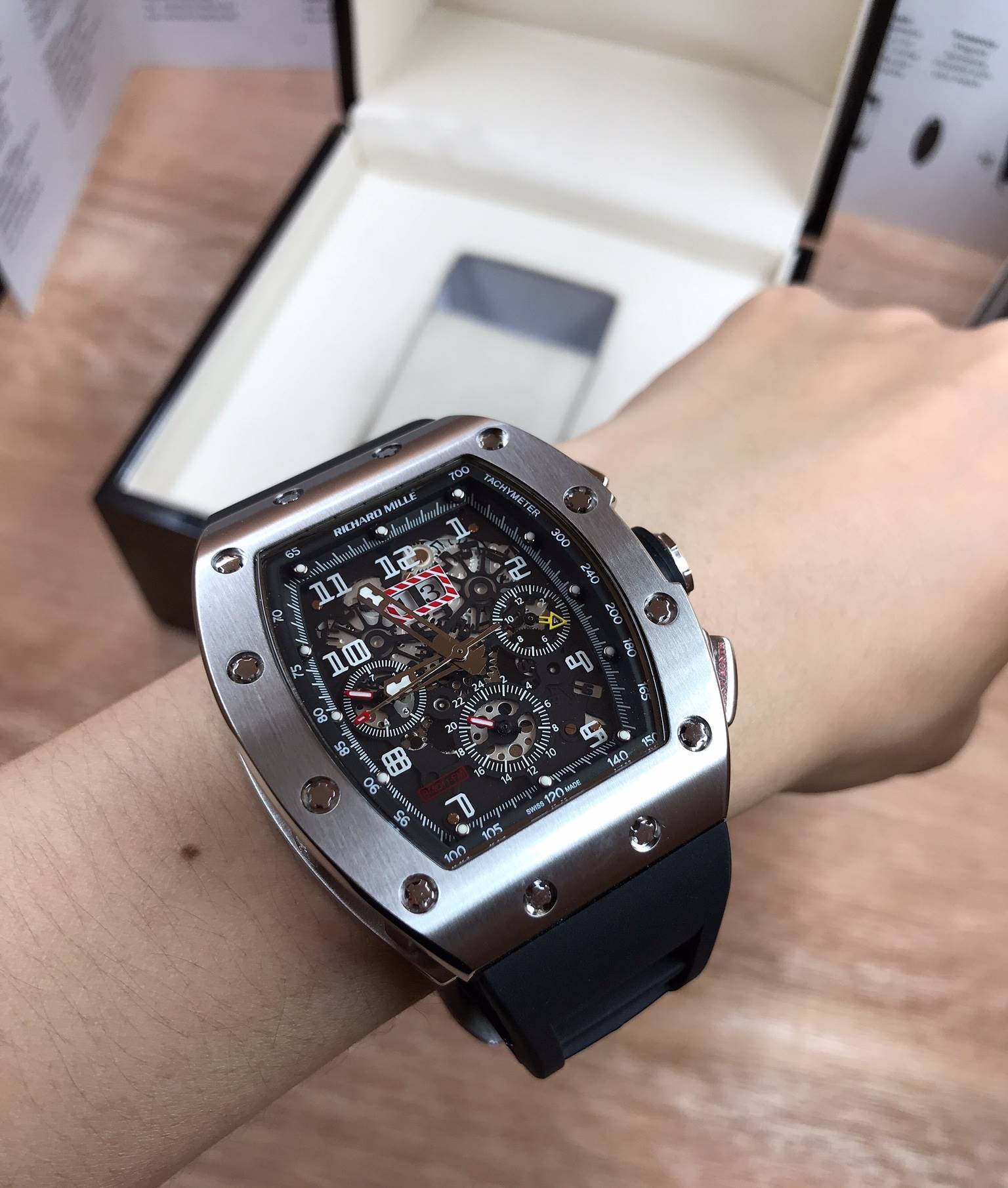 นาฬิกา Richard Mille RM11-FM Silver black - งานเกรด Mirror Swiss