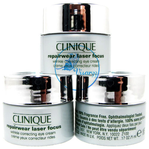 (Tester) Clinique Repairwear Laser Focus Wrinkle Correcting Eye Cream 5 mL เทคโนโลยีล่าสุดของครีมลดเลือนริ้วรอยใต้ดวงตา ช่วยให้ผิวรอบดวงตาดูกระชับ สดใ