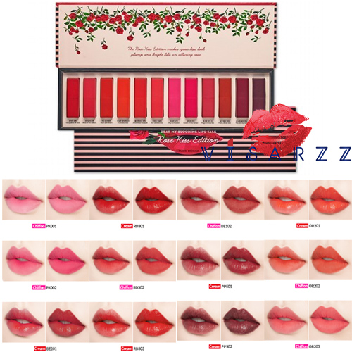 (ขายส่ง 1300.-) Etude Dear My Blooming Lips - Talk Rose Kiss Edition 1.4g x 12 แท่ง ลิปสติกแท่งมินิ เนื้อครีม 6 เนื้อชิฟฟ่อน 6 สวยทุกสี mix & match ได้ทุกวัน