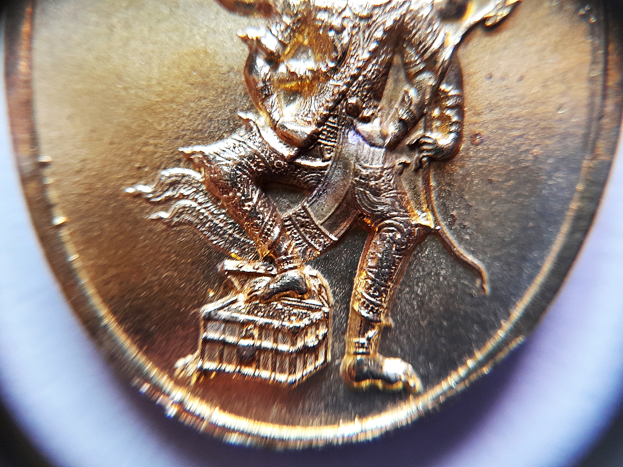 เหรียญ ท้าวเวสสุวรรณ 6กร เนื้อทองเหลือง ปี2564 (เทคนิคทำเหรียญเทหล่อแบบโบราณ) #รับประกันแท้