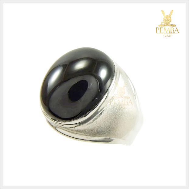 แหวนนิลแท้ ทรงหลังเบี้ย เงินแท้925 เสริมอำนาจบารมี ลูกน้องรักใคร่