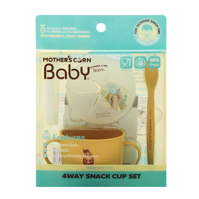 ชุดถ้วยบรรจุอาหารว่างพร้อมช้อนจากข้าวโพดปลอดสารพิษ Mother's Corn Baby 4 Way Snack Cup Set