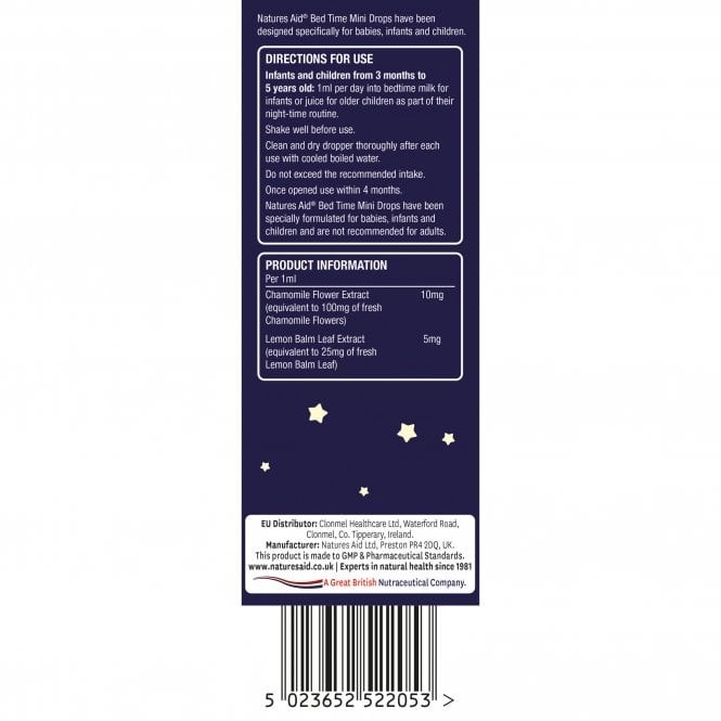 วิตามินเสริมการนอนหลับสำหรับเด็ก Natures Aid Mini Drops Bed Time