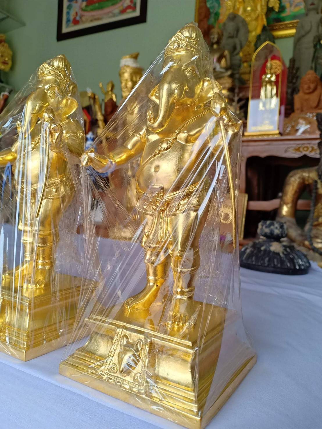 รูปหล่อ พระพิฆเนศ เนื้อโละทองเหลือง สีเขียว(สีเขียวเหนียวทรัพย์ อุดมสมบูรณ์) (ขนาดสูง9นิ้ว) ปี2562 - #รับประกันแท้ #ปลุกเสกแล้วพิธีปลุกเสกในสายนาฎศิลป์