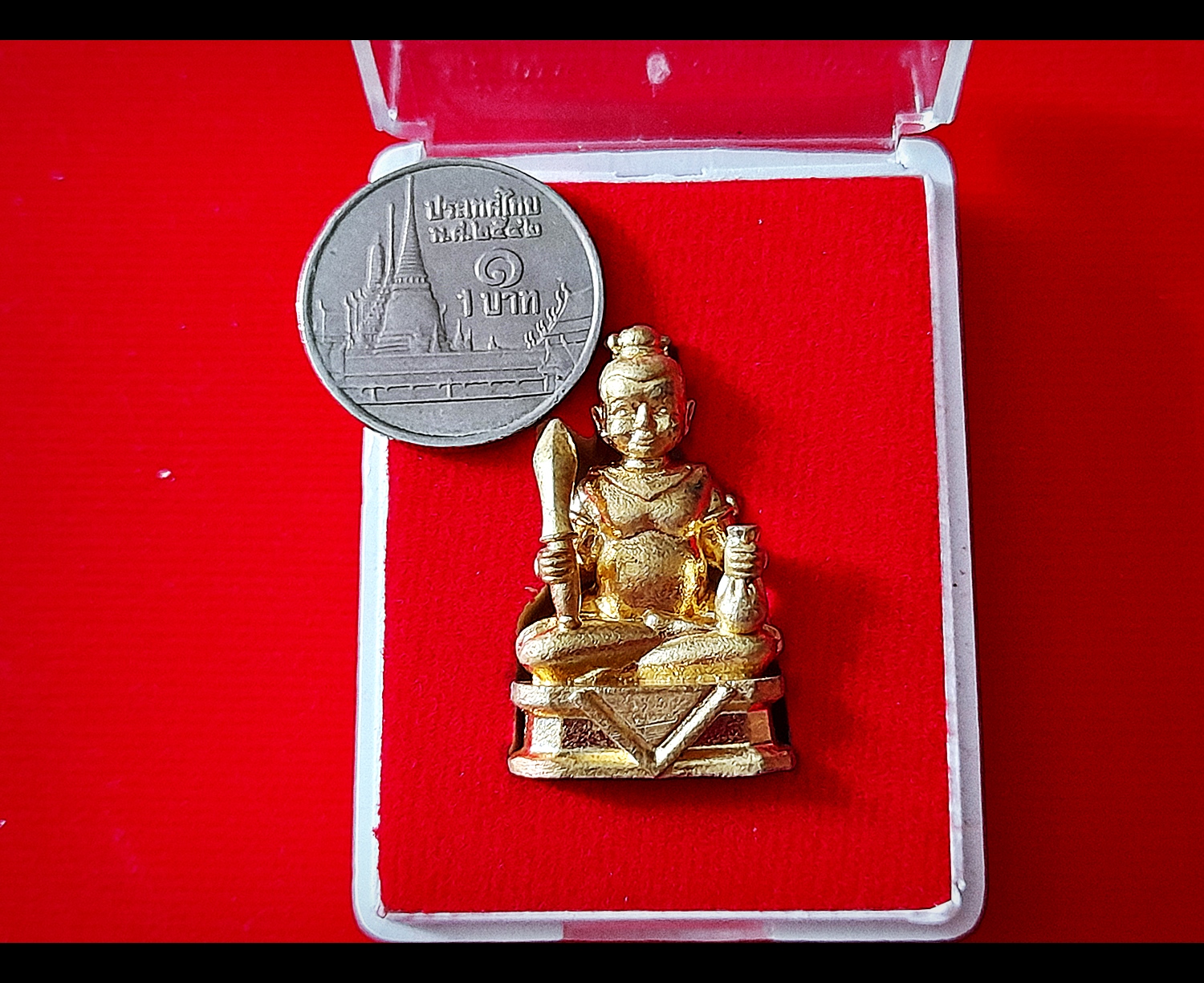 กุมาร เทพฤทธิ์เรียกทรัพย์(ซ้ายถือพระขรรค์ ขวาถือถุงเงิน) เนื้อชนวน ฐานบรรจุมวลสาร ปี2564 #รับประกันแท้