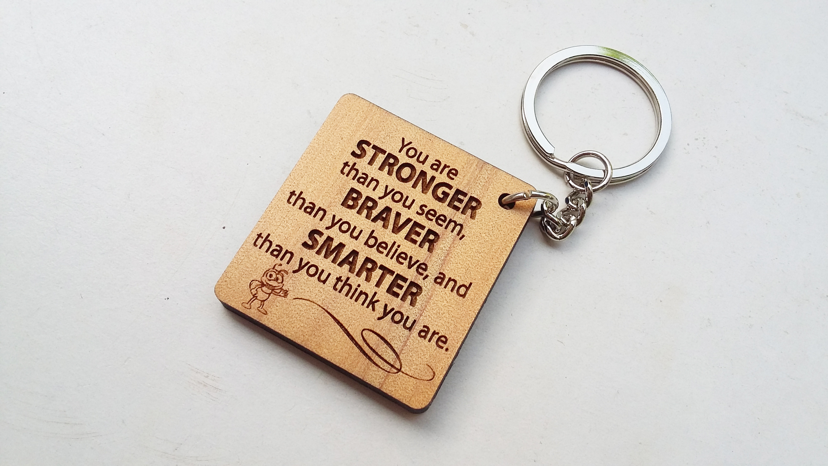 พวงกุญแจไม้ พวงกุญแจไม้ใส่ข้อความ