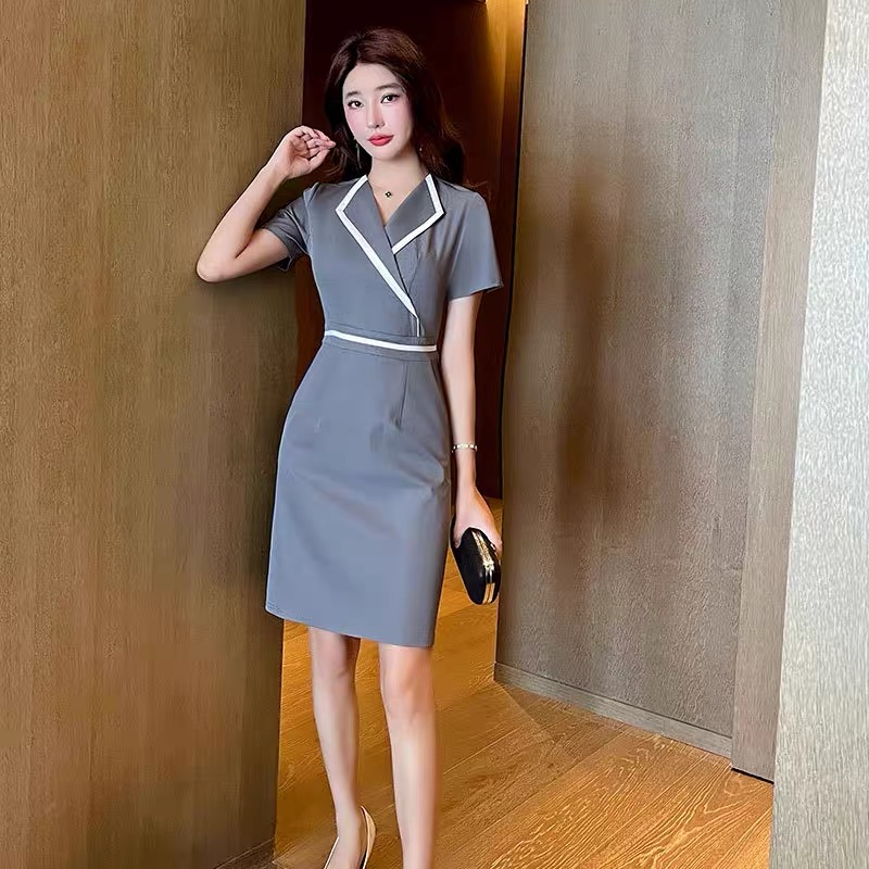 ชุดพนักงานไนท์คลับ,เฮลท์คลับ ช่างเสริมสวย สปา สูทมืออาชีพ สลิมมิ่ง แช่เท้า ซาวน่า ช่างเทคนิค เสื้อผ้าทำงาน หญิง S6608004 สีภาพ S-3XL