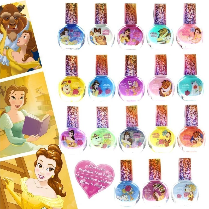 ชุดสีทาเล็บปลอดสารพิษสำหรับเด็ก TownleyGirl Disney Princess Belle Beauty & the Beast 18-Pack Nail Set
