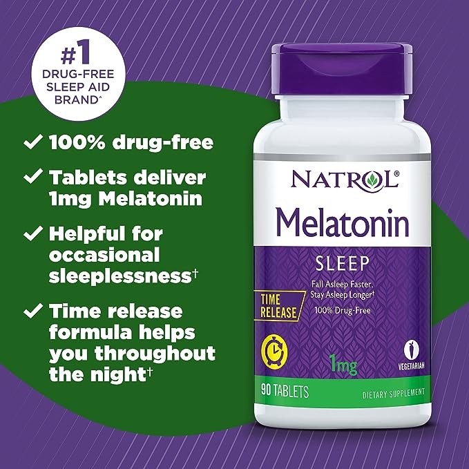 วิตามินเสริมการนอนหลับสำหรับผู้ใหญ่ NATROL Sleep Melatonin 1mg - Time Release (90 Tablets)