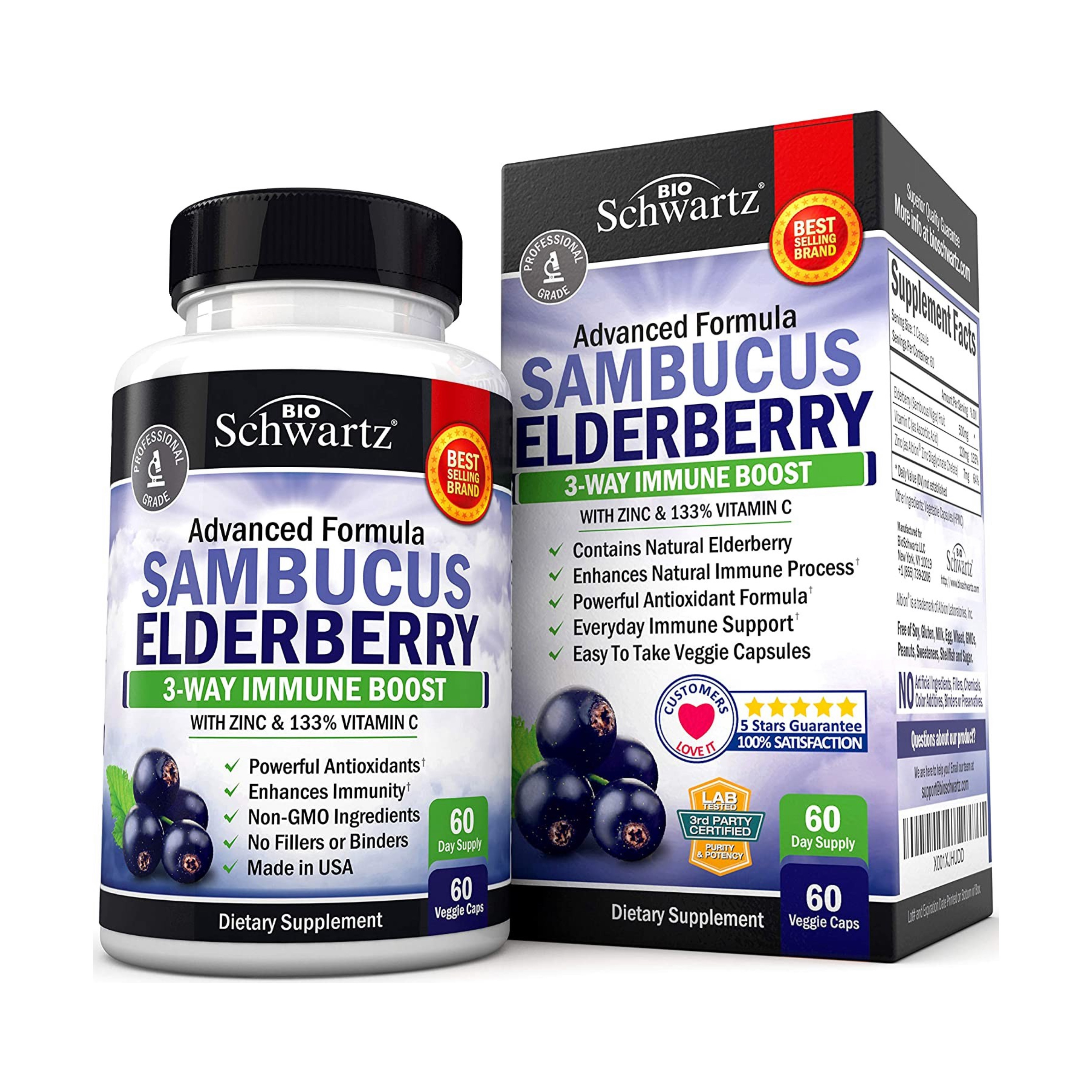 วิตามินเสริมภูมิคุ้มกันชนิดเม็ดแคปซูล BIOSchwartz Advanced Formula Sambucus Elderberry