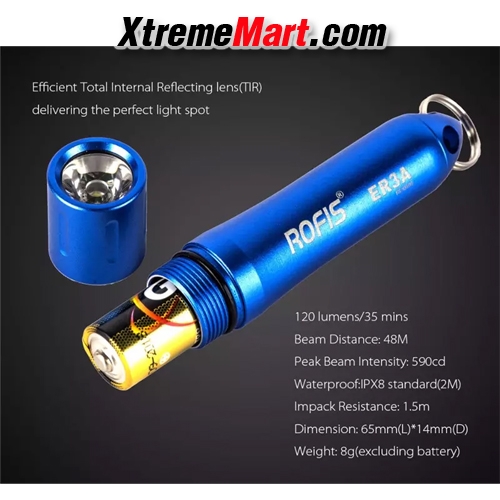 มินิไฟฉาย Rofis รุ่น ER3A 120 ลูเมน แสงขาว Cree XP-G2 S3 Mini Flashlight กรุณาระบุสี (ดำ/เขียว)