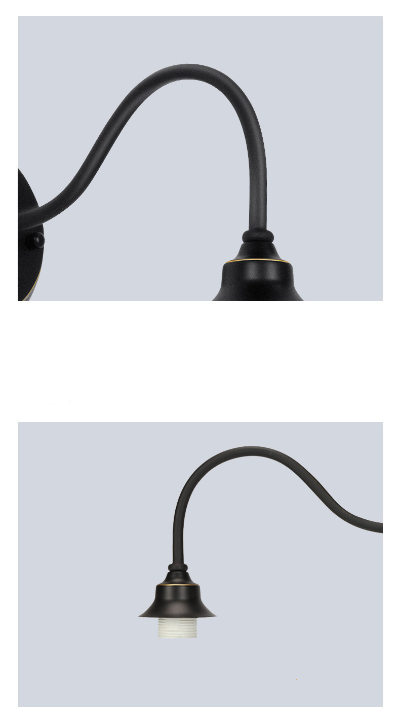 โคมไฟติดผนังก้านทรงโค้งสีทูโทนดำตัดทอง สไตล์ American Industrial [PT-01]