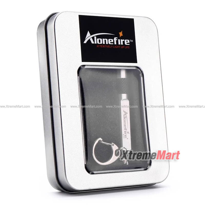 ไฟฉาย Alonefire s107 ไฟฉายขนาดเล็ก พวงกุญแจไฟฉาย ไฟฉายกันน้ำได้ สีเงิน สแตนเลส
