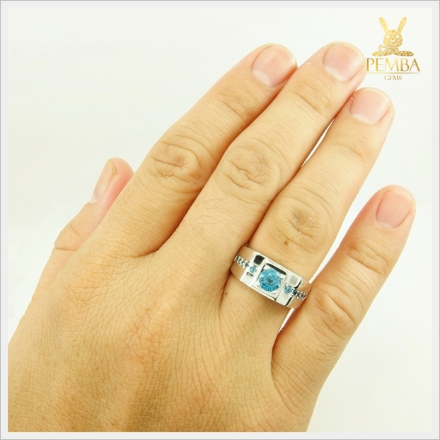 แหวนเพทายแท้ เงินแท้ ชุบทองคำขาว เสริมอำนาจบารมี แหวนพลอยแท้