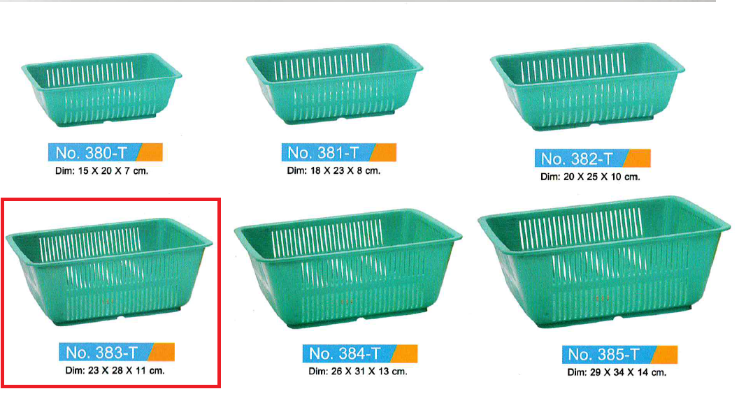 P12370 ตะแกรงเอนกประสงค์ ทรงลึก (23*28*12 cm) เกรดเอ No.383 ราคาขายส่งต่อ 1 โหล: 12 ใบ: เฉลี่ย 37.5 บต่อใบ