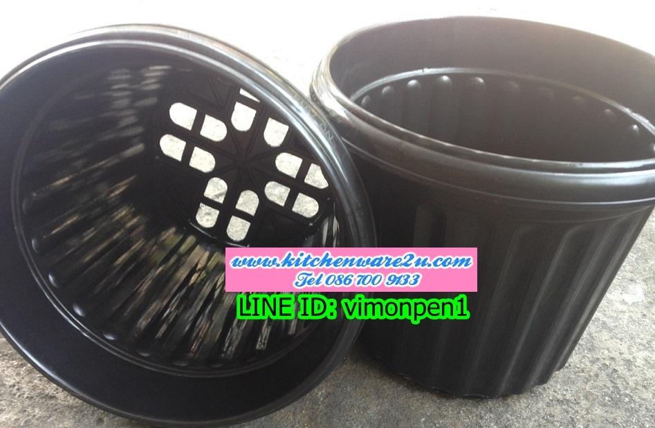 P10062 กระถางต้นไม้ทรงโรมัน สีดำ (30*30*25 ซม.) No.7914 ราคาส่งต่อ 1 โหล: 12 ใบ:ขายส่งทุกอย่าง 20 บาท