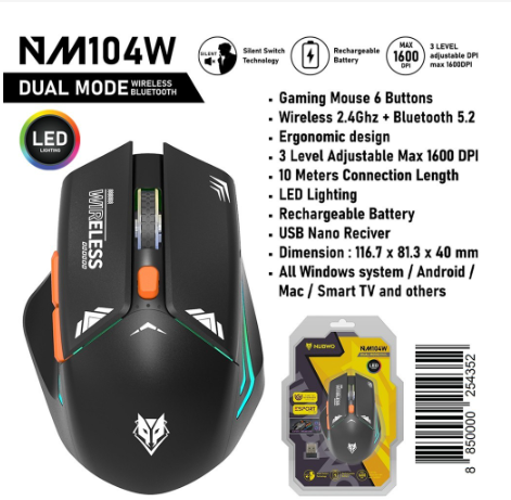 NUBWO NM104W Wireless Bluetooth เมาส์เกมส์มิ่งไร้สาย wireless mouse (เมาส์ไร้สาย)