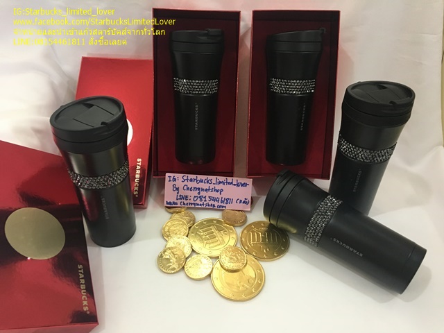 แก้วสตาร์บัคส์ล้อมเพชร,แก้วสตาร์บัคส์หายาก,แก้วสตาร์บัคส์อเมริกา!Starbucks USA Very Rare ,Luxury Limited USA stainless steel tumbler adorne with Swarovski crystals