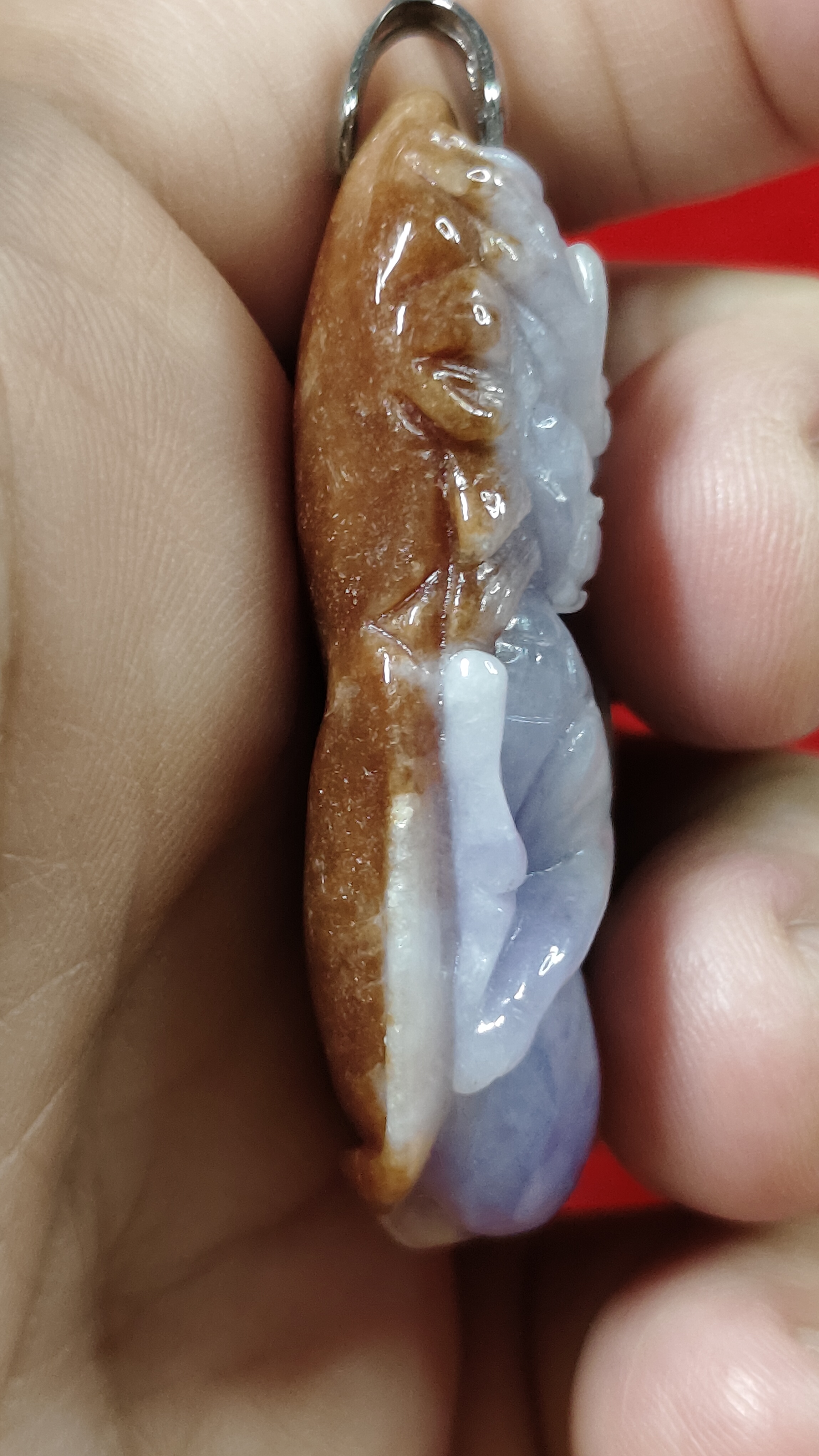 #จี้หยกพม่า 3 สีแกะลายมังกรพ่นไฟ รหัสC-034