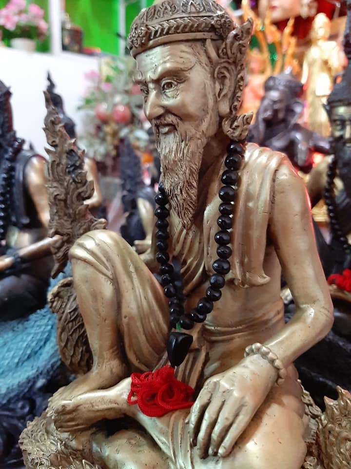 รูปหล่อ ปู่ฤาษีปู่ภุชงค์นาคราช เนื้อทองเหลือง (ขนาด สูง14นิ้ว ฐานกว้าง7.5นิ้ว)