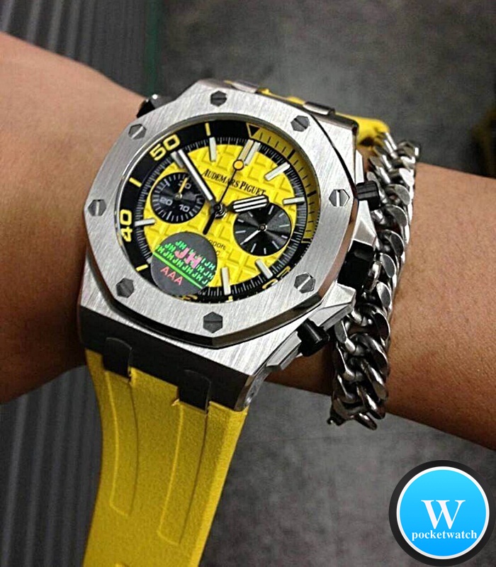 นาฬิกา Audemars Piguet Royal Oak Offshore Diver Chronograpp สีเงิน สายยางสีเหลือง