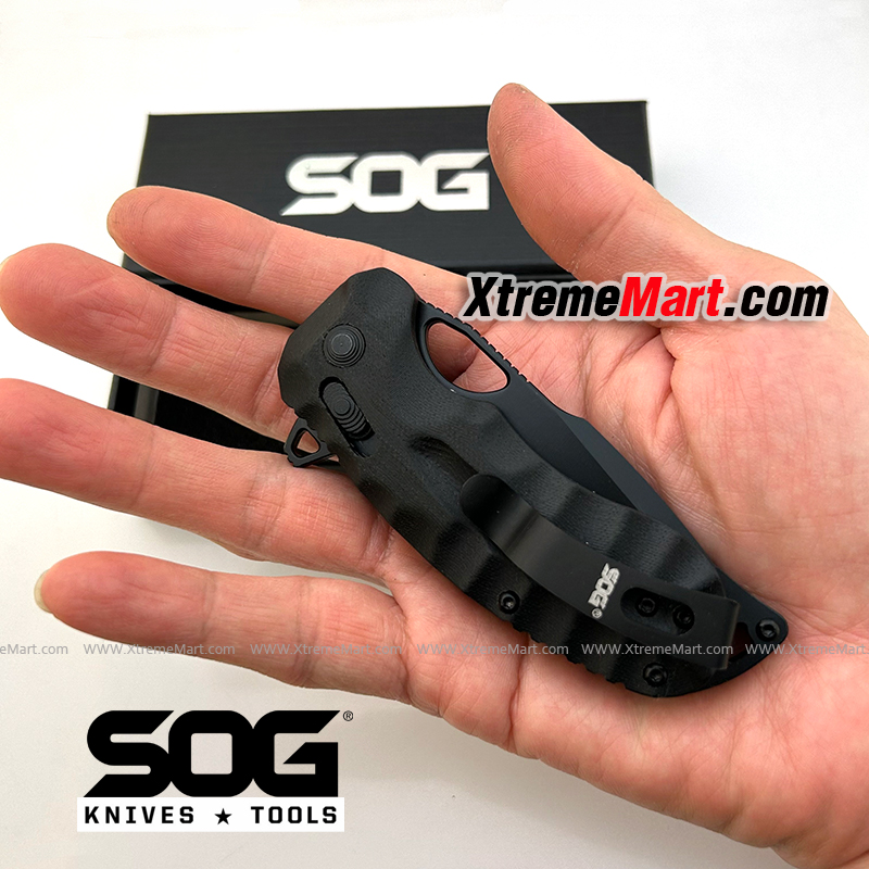 มีดพับ SOG Kiku XR CTS-XHP ใบสีดำ ด้ามสีดำ (Black) จุดหมุนตลับลูกปืน