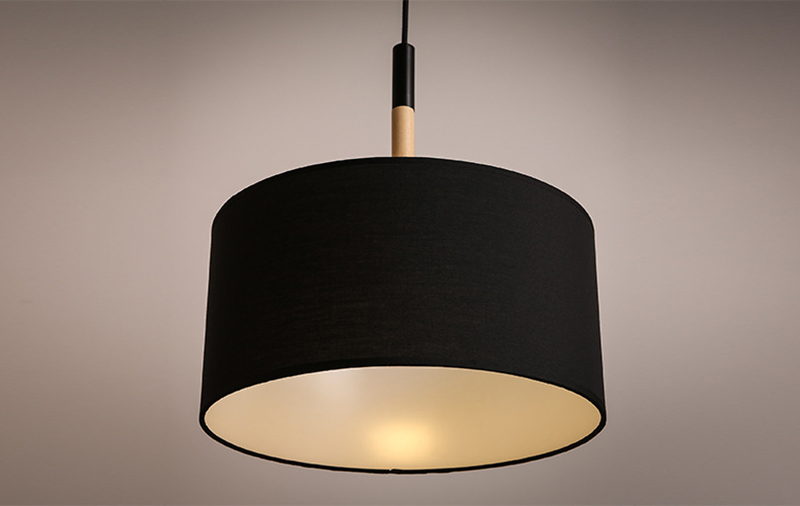 โคมไฟแขวนเพดานโป๊ะผ้าหัวไม้สไตล์โมเดิร์น 40cm [P3810]