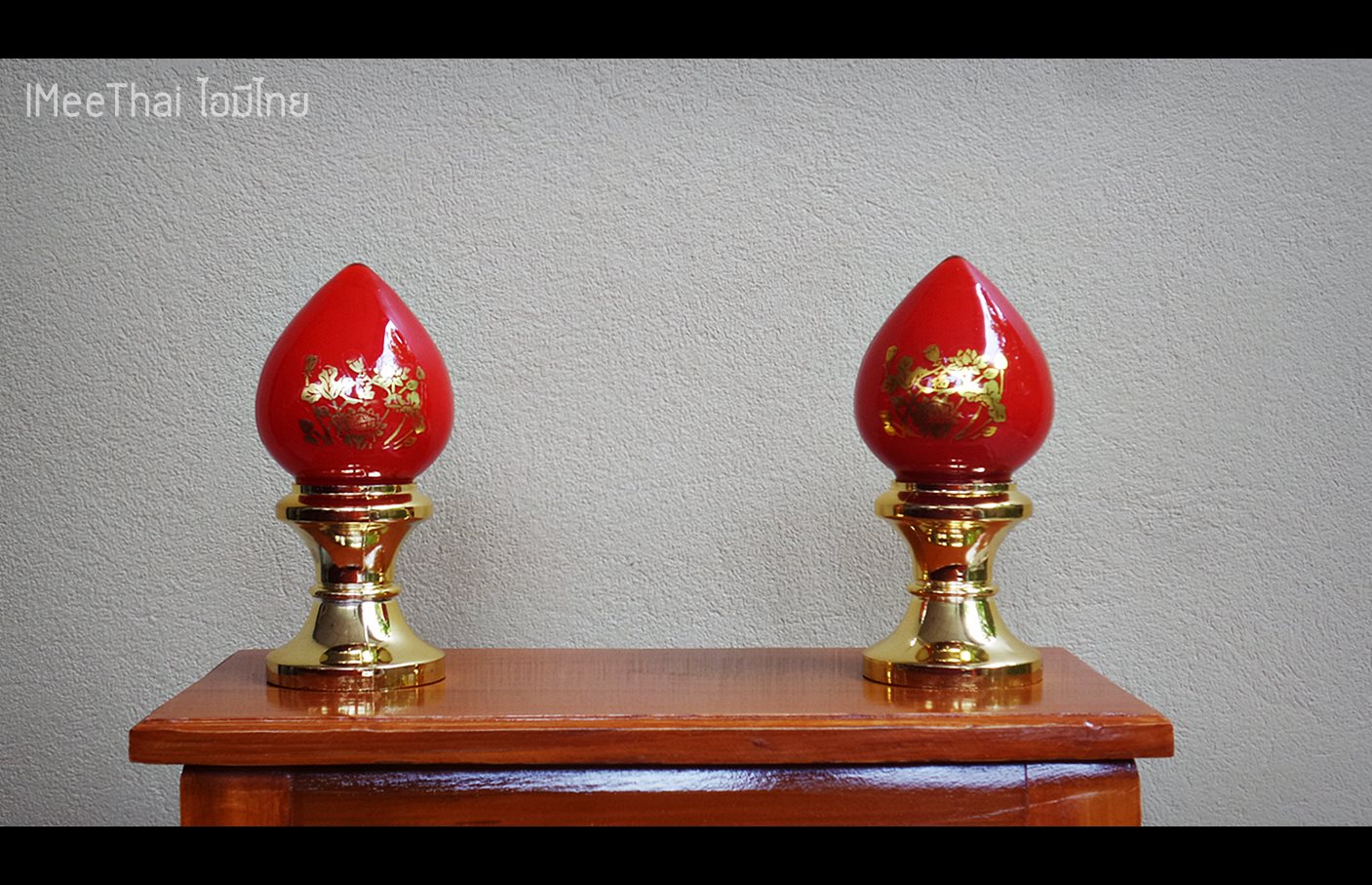 โคมไฟ บูชาพระ สีแดง อักษรจีน ทรงบัว