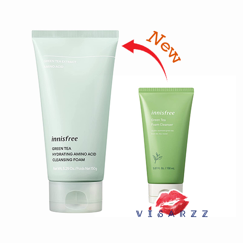 (แพคเกจใหม่) Innisfree Green Tea Hydrating Amino Acid Cleansing Foam 150mL โฟมล้างหน้าเนื้อเนียนนุ่ม อุดมไปด้วยความชุ่มชื้นจากน้ำสกัดชาเขียวสด