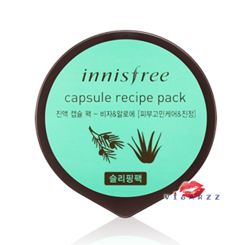 Innisfree Capsule Recipe Pack 10mL #Bija & Aloe มาส์กหน้าด้วยน้ำมันสกัดจากผลบิจาและสารสกัดจากว่านหางจระเข้ ช่วยบำรุงผิวที่แพ้ง่ายพร้อมให้ความชุ่มชื้น