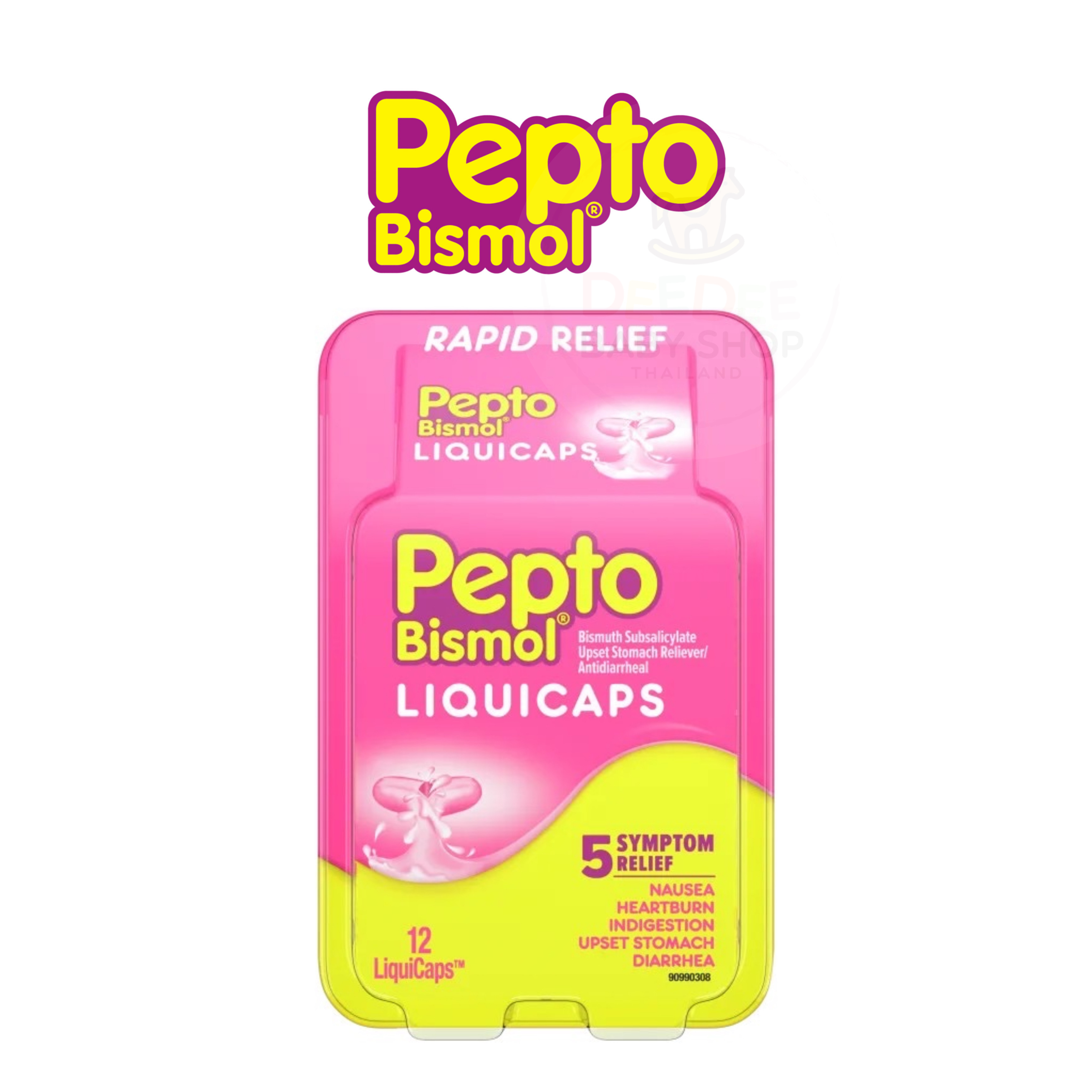ยาบรรเทาอาการในระบบย่อยอาหาร Pepto-Bismol Upset Stomach Reliever / Antidiarrheal LiquiCaps (12 LiquiCaps)