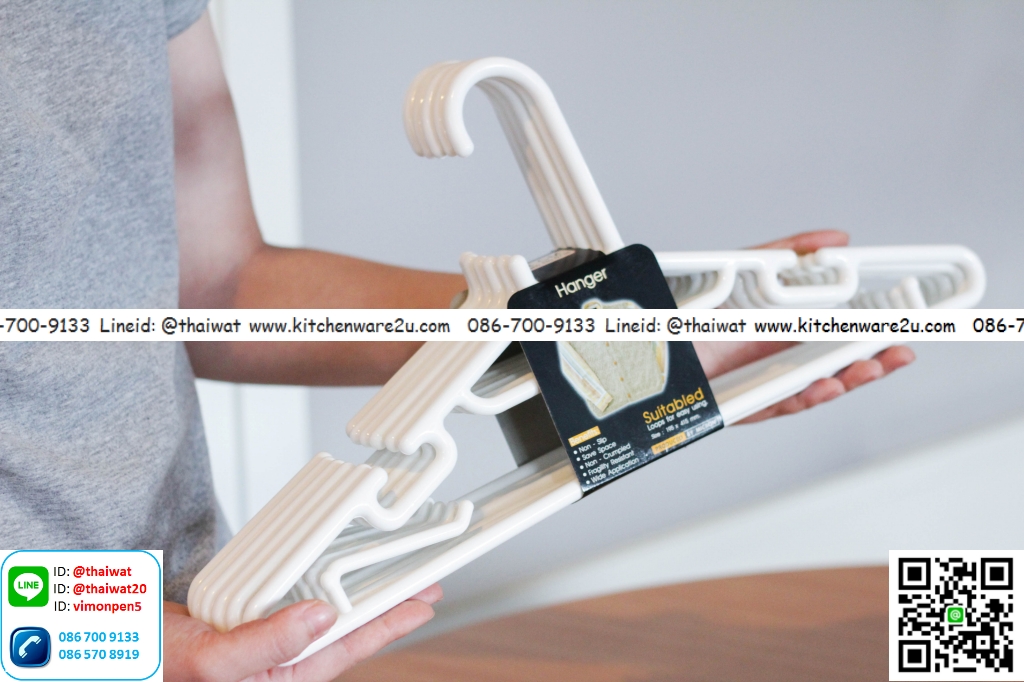 P05392 ไม้แขวนเสื้อพลาสติก กว้าง 20 ยาว 42 cm เกรดเอ No.5738 (ราคาส่งต่อกล่อง: 24 มัด: มัดละ 6 อัน :ทั้งหมด 144 อัน)