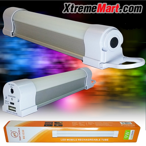 หลอดไฟฉุกเฉิน ไฟแคมป์ปิ้ง LED Emergency Tube Light 9W รุ่น RE1530 แสงสีขาว USB Rechargeable