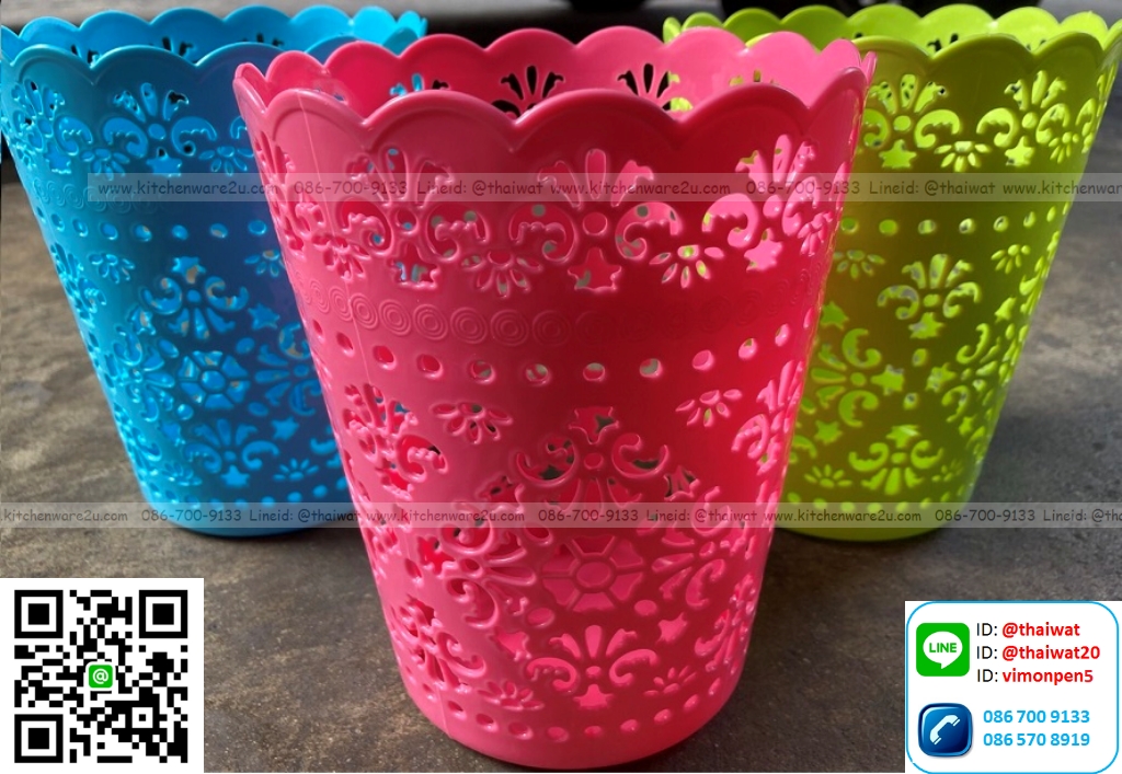 P06257 ตะกร้าฉลุ ลายทานตะวัน (14*14*17 cm) สีหวาน No.30 ราคาขายส่งต่อ 1 โหล: 12 ใบ