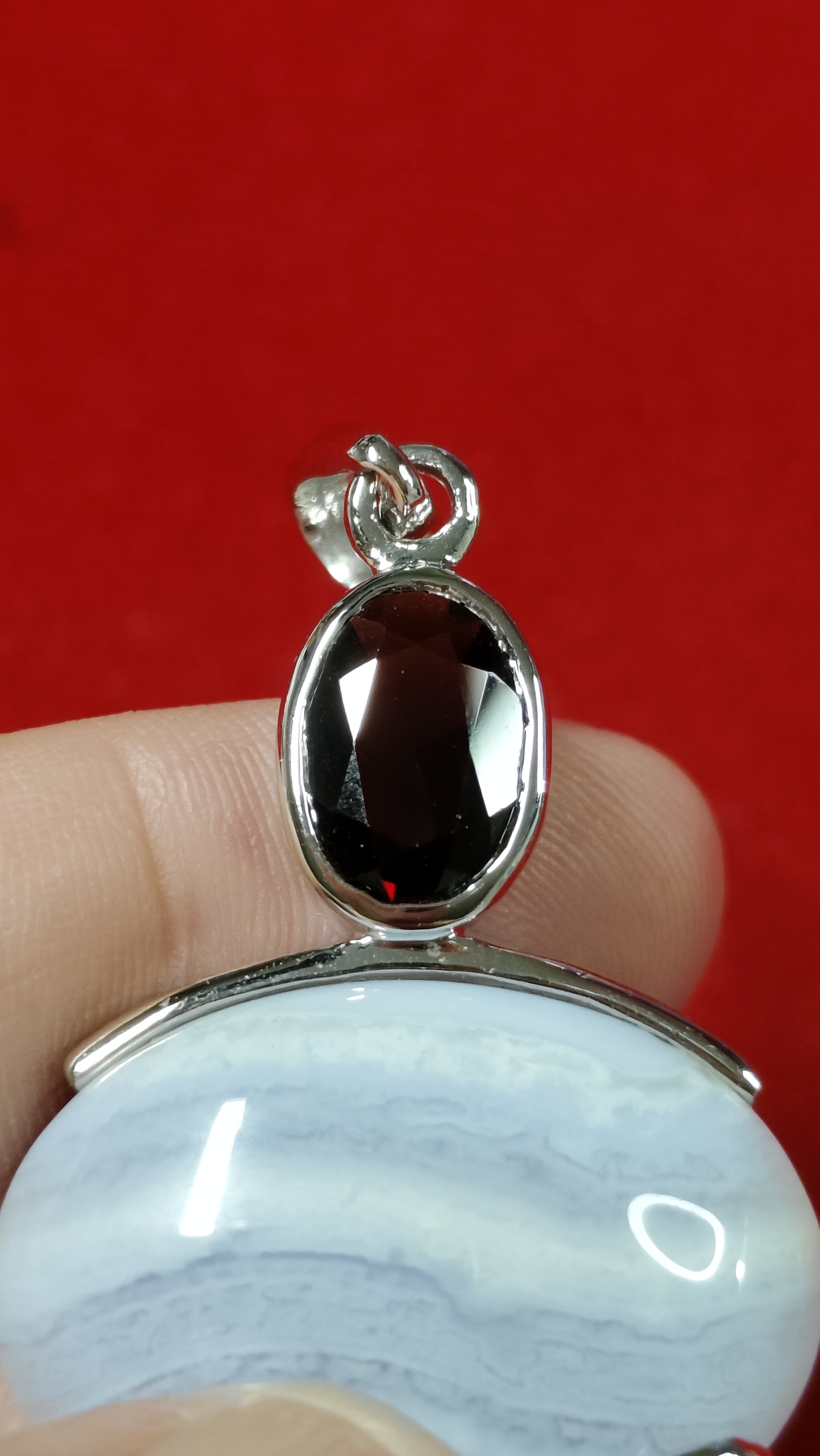 #จี้หินโกเมน-บลูเลซอาเกต รหัสC-033