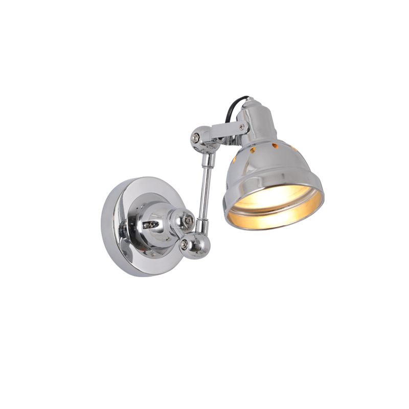 โคมไฟติดผนังภายในปรับทิศทางได้ สไตล์ Industrial สีเงิน Chrome โป๊ะโคมทรงโดม [ML-B230305]
