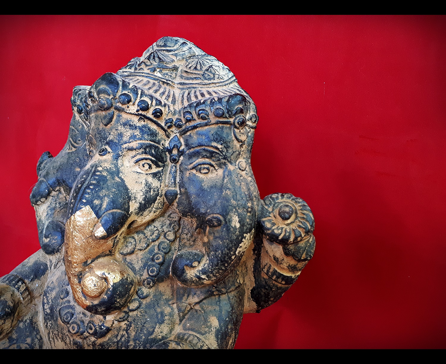 พระพิฆเนศ ปางประทานพร ทำเก่าโบราณ หน้าตัก 9นิ้ว เนื้อหิน